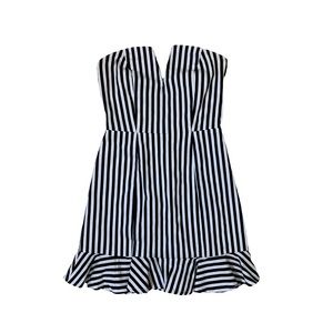 Olivaceous black white strapless ruffle dress smal